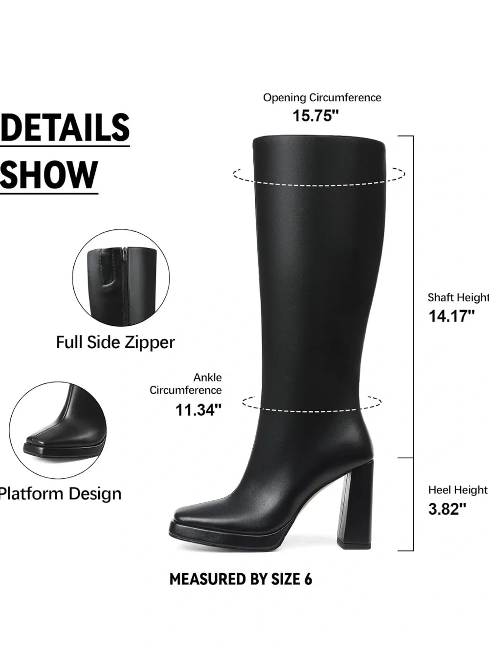 Sleek Black Over-the-Knee Block Heel Boots